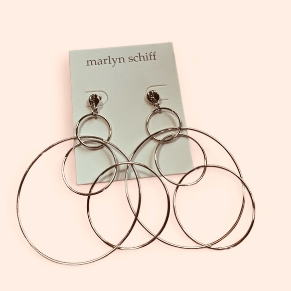 Marlyn Schiff Silver Multi-Hoop Statement Earrings - Picture 4 of 5